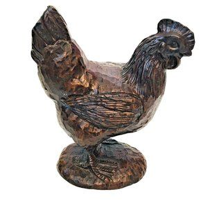 Chicken Folk Art Figurine Heavy Carved Resin Americana Farm Animal 6"